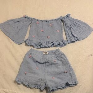 Light Blue Lola & The Boys Shorts Set